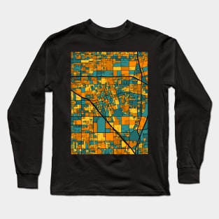 Anaheim Map Pattern in Orange & Teal Long Sleeve T-Shirt